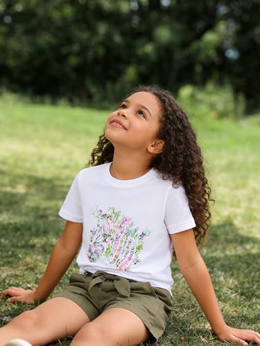 Image of KIDLAGA Toddler Kid Girl Outfits Clothes Floral Short Sleeve T-Shirt Top + Waist Pocketed Summer Short Sets 4-7T Girl Clothes