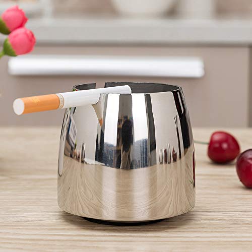 Cendrier en acier inoxydable sans couvercle finition brillante pour l'extérieur - Cendrier pour cigarettes - Cendrier coupe-vent pour jardin, bureau, maison - Idée cadeau (brillant) Cover