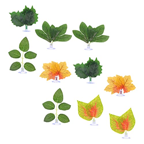 CORHAD Realistic Reptile Plants for Tank Lizard Snake Decor 10pcs Artificial Plant Ornament for Reptile Terrarium