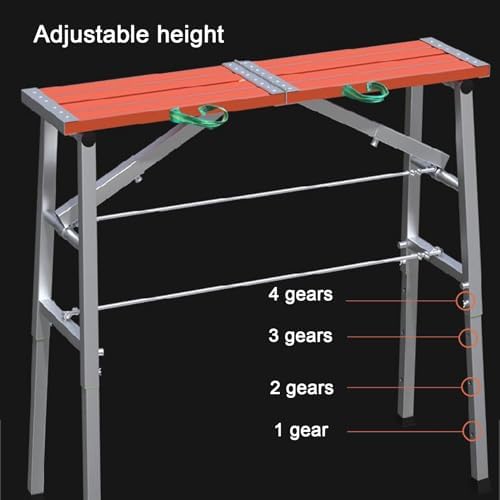 Adjustable Portable Aluminum Step Stool, Heavy Duty Non-Slip Work Platform for Car Washing, Painting & Repairs, Scaffolding Equipment (Silver, 27x140cm, 83-134cm)
