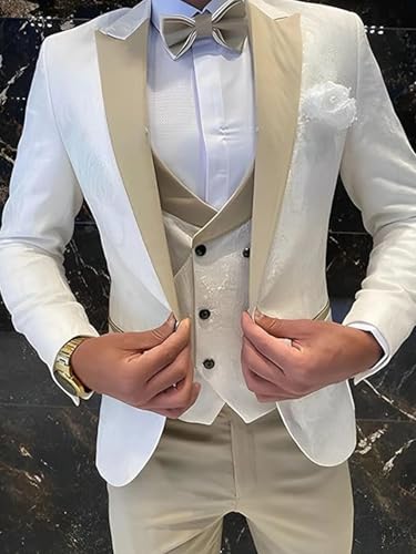 Jacquard Slim Fit 3 Piece Mens Suit Blazer Vest Pants Set for Formal Prom or Wedding3