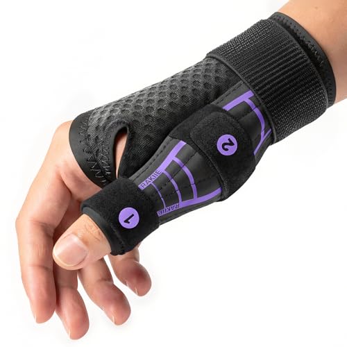 Thumb Brace & Wrist Brace Right Hand Left Hand for Carpal Tunnel Relief, Stable Thumb Splint for Arthritis Pain, Night Support Hand Brace for Tendonitis, Sprain, Women Men, Purple, S/M