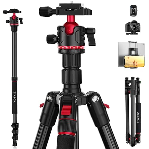 Image of Camera Tripod, Lightweight Travel Outdoor DSLR Tripods Aluminum Tripod /Monopod, 360Ball Head Detachable, Tripod for iPhone, ipad, DSLR,Tablet with Carry Bag