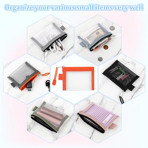 9 Pack Small Zipper Pouch Mini Zipper Mesh Bags Nylon Makeup Storage Bags 3 X 4.3 Inch Card Key Holder Change Purse Portable Travel Cosmetic Pouch for Lipstick Earphone2
