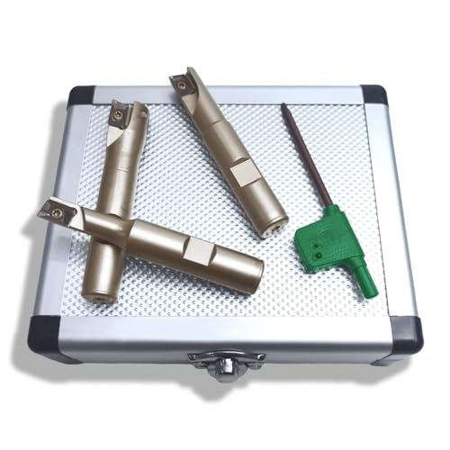 Image of 3 Pieces 1 /2 inch Shank 90 Square Shoulder Indexable End Mill Set with APKT1003 Carbide Inserts, 3 /8 inch, 1 /2 inch, 5 /8 inch Cutting Diameter 3 inch Length