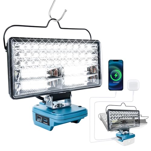 Cordless lamp for Makita 18V, 100W 8000LM Construction Spotlight Battery, 8 inch Wireless LED Work Light Battery, LED Spotlight Battery with USB and Type-C Charging Port (no Batteries) Cordless lamp for Makita 18V, 100W 8000LM Construction Spotlight Battery, 8 inch Wireless LED Work Light Battery, LED Spotlight Battery with USB and Type-C Charging Port (no Batteries)