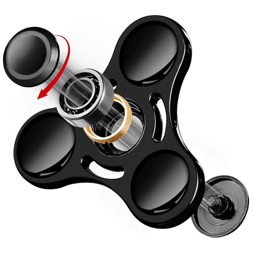 SCIONE Metalowy Fidget Spinner – Wirnik Ręczny o Wysokiej Prędkości dla Dorosłych i Dzieci – Zabawka Sensoryczna Antystresowa z Wyjmowanymi Łożyskami – Idealny do Biura, Szkoły i na Prezenty (Czarny)