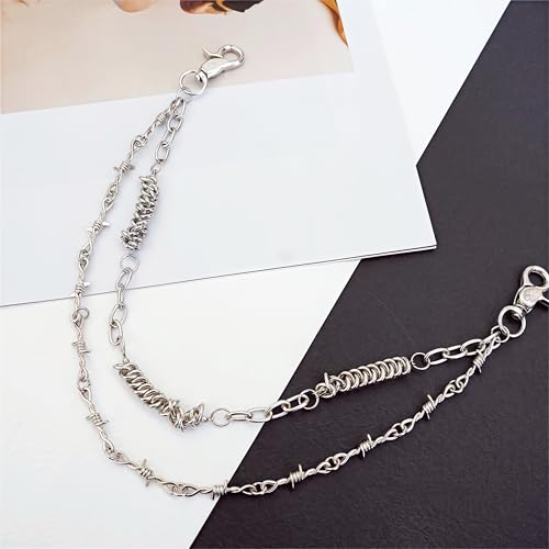Layered Punk Pants Chain for Men Women, Gothic Hip Hop Jean Chain Wallet Chain Biker Trouser Chain Barbed Wire Chain, Goth Emo Fashion Keychain Accessories - Thumbnail 7