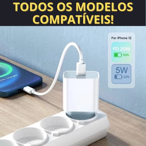 Cabo Usb-C-Lightning + Fonte Carregador 20W Turbo Compatível iPhone SE X Xr 11 12 13 14
