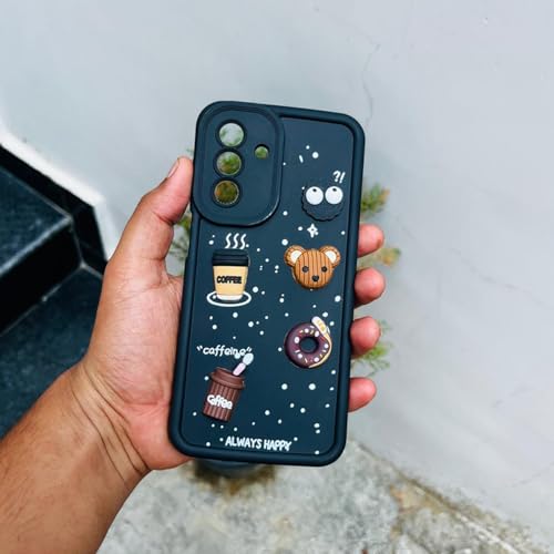 Image of Pikkme Back Cover for Samsung Galaxy A26 5G | Cute Fun Cartoon 3D Bear Silicone Full Body Protection Bumper Case (Black)