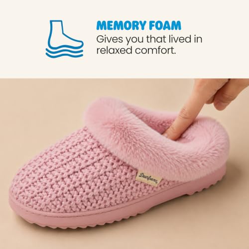Image of Dearfoams Women's Memory Foam Cozy Soft House Slippers Gifts for Women Hannah Knit Clog House Shoes