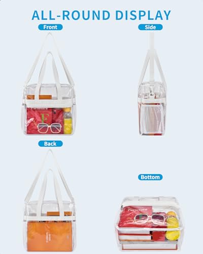 Image of Paxiland Clear Bag for Stadium Events 12x6x12 inches, Clear Tote Bag with Reinforced Strap, Clear HandBag for Sports Concert