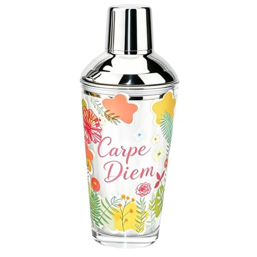 MeowvCraft Glass Cocktail Shaker, 17oz Flower Blooms Color Changing