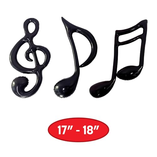 Beistle Inflatable Musical Notes – 3-Pack Black Vinyl Hanging Party Decorations in 3 Designs for Music-Themed Events, School Band & Orchestra Concerts and Stage Décor, 17"–18" by Beistle - Used condition - Image 2