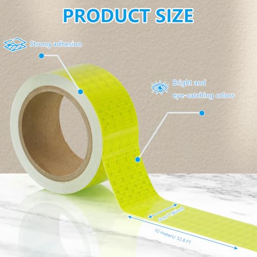 AOOWU Odblaskowa taśma samoprzylepna, fluorescencyjna zieleń, 10 m x 5 cm, wodoszczelna taśma odblaskowa, o wysokiej intensywności, samoprzylepna taśma ostrzegawcza, do pojazdów, samochodów, przyczep