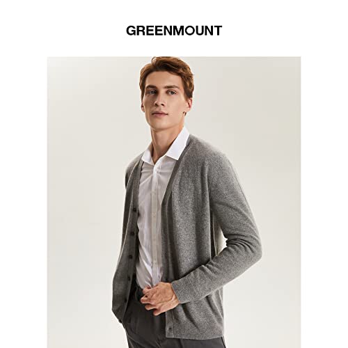 Greenmount Men’s Cashmere Cardigan Sweater Soft Casual Long Sleeve Cardigan V-Neck Buttons Lightweight Sweater For Men Lightgrey #TOP1
