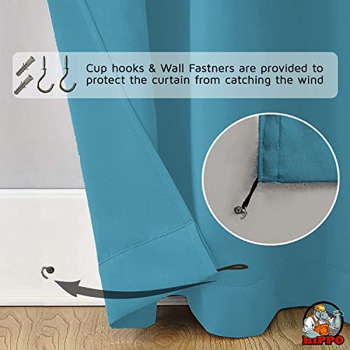 Image of HIPPO Polyester Waterproof Rain Protection Curtains for Outdoor Balcony UV & Sun Protection Curtain (4.5FTX4FT, WR-Azure, Pack of 2)