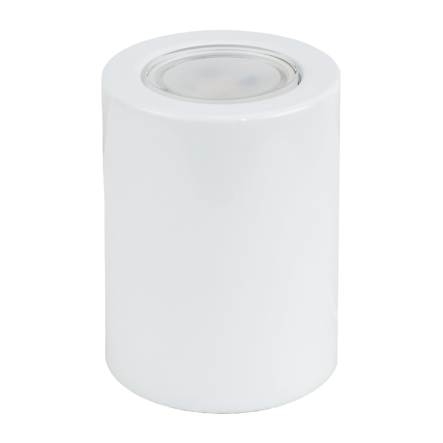 Happy Homewares Cylindrical LED Floor Uplighter with Minimalist Architectural Design | White Gloss Metal Finish | 5W LED 375 Lumens Warm White