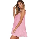 strandkleider lang günstig  Rocke Fashian Baumwollgewebe sexy trendy trägerlosen Halfter plissiert kurzes Kleid (Color : Pink, Size : L)
