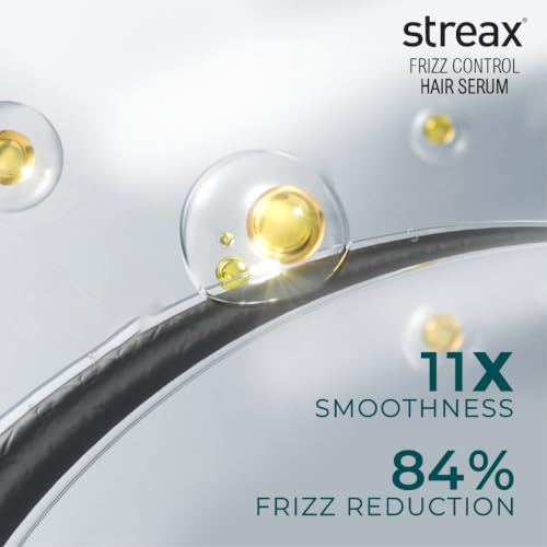 Image of Streax Frizz Control Hair Serum for Dry Frizzy Hair- 200 ml, 72hrs Frizz Free Hair, For Women & Men, With Bio - Elixir, 84% Frizz Reduction & 11X smoothness