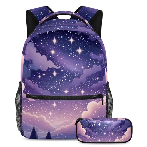 Sacs d'école ciel étoilé violet pour le collège et les sorties du week-end