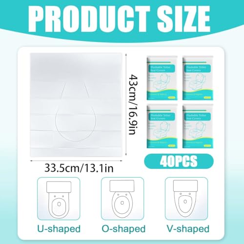 GNALIA Protege Toilette Jetable 40 Pièces, Housses Siège Wc Papier Biodégradables Blanc Taille Unique Pour Voyage Camping Hôtel – vue 5