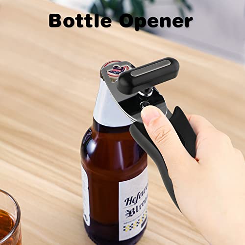 Can & Jar Opener Manual Handheld Heavy Duty,Multi Bottle Opener Non Slip Jar Gripper,Sharp Cutting Wheel For Smooth Edge Cut For Arthritic Hands Oversized Easy Turn Knob, Built In Bottle Opener #TOP3