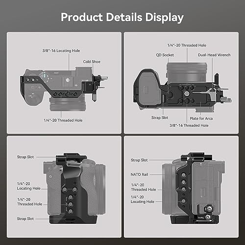 SmallRig Cage Kit for Sony A6700 with a Cable Clamp for HDMI, Built-in Quick Release Plate for Arca-Type, Film Movie Making Camera Video Cage with Shoe Mount, 1/4''-20 & 3/8''-16 Threaded Holes - 4336