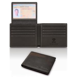 Travelambo Genuine Leather Wallet for Men with Gift Box – Handmade Bifold Stylish – Mens Wallets Rfid Blocking with 2 ID Windows
