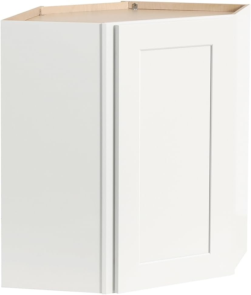 Shaker Style Diagonal Corner Wall Cabinet by Solid Wood with Shelves,Free-Standing Corner Storage Cabinet for Kitchen and Living Room(24" W×12" D×36" H)