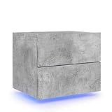 ZIRLANLV Wand Nachttisch, Schwebend Nachtschrank mit LED-Leuchten, Wandmontage, Nachtkommode, Nachtkonsole, Wandschrank, 50x39x41 cm, Ideal für Moderne Schlafzimmer (Betongrau #11)