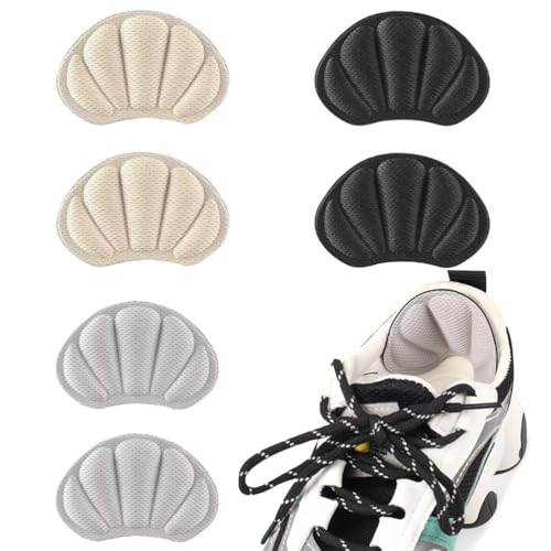 3Pairs Coussinets de Talon,Protecteur de Soins des Pieds,Éponge Auto-Adhésif Protege Talon Chaussure,pour Empêche Frottements Ampoules Chaussures Grandes,Ajustement et Confort(Beige, Noir, Gris)
