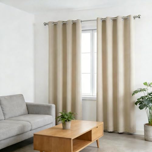 Rideaux opaques doux et esthétiques design moderne beige