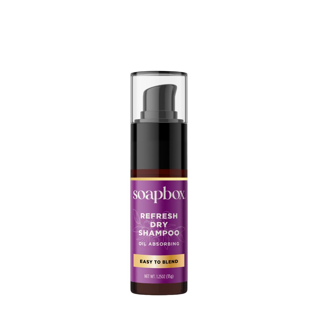 Soapbox Refresh Dry Shampoo Powder, Absorbs Oil & Volumizes Hair - Non Aerosol Dry Shampoo Hair Powder with Biotin - Clean Ingredients Free of Harsh Chemicals, Sulfates, Parabens & Silicones - 1.25oz