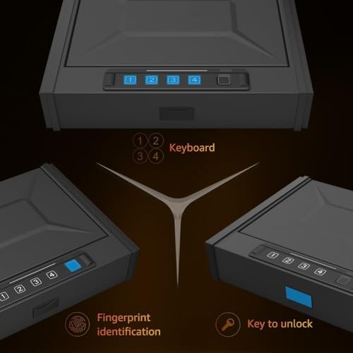 Gun Safe for Pistols, Biometric Handgun Safe box, Mounted Handgun Safe Quick Access Security Safe with Fingerprint Keypad Lock for Home nightstand thumbnail 5