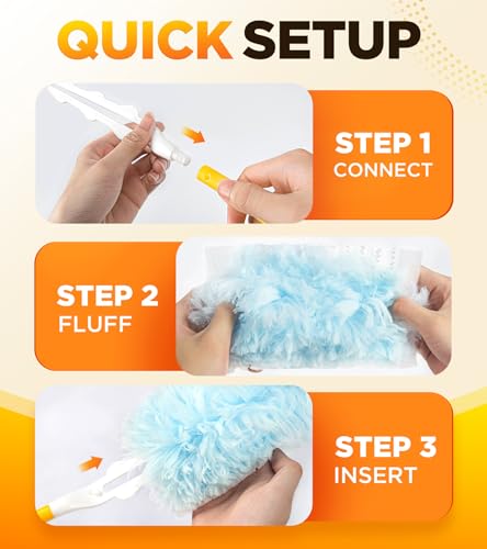 Image of 30 Count Duster Refill for Swiffer Duster with 1 Handle, One-Sided Disposable Dusters Refills with 4X Microfibers, Unscented Dusters for Cleaning Home, Furniture, Blinds & Vent