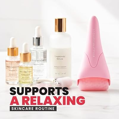 ROSELYNBOUTIQUE Ice Roller for Face & Gua Sha Facial Tools - Wrinkles Fine Lines Puffiness Massager Facial Skin Care Guasha Tools Self Care Gifts for Men Women (Pink)