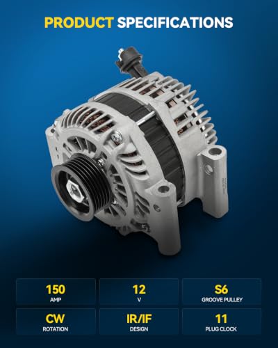 Image of PHILTOP Alternator Fit for Fusion 2006-2009 3.0L, Milan 2006-2009 3.0L | Zephyr 2006 High Amp Alternators Replace 11173N 12V 150Amp CW S6 6-Groove Pulley