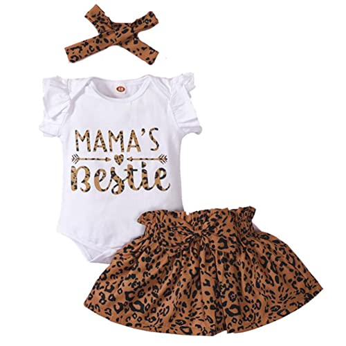 Toddler Baby Girls Summer Outfit Leopard Ruffle Short Sleeve Romper Leopard Tutu Skirts Sets Headband 3Pcs Summer Clothes Set 9-12Months #TOP15
