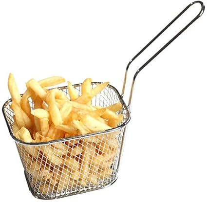 Anirdesh Frying Basket; Stainless Steel Food Strainer, Drainer & Serving Basket for Potatoes Chips, French Fries and Chicken Wing