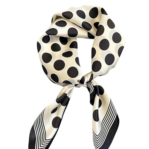 Square Satin Scarf Black and White Polka Dot Square Scarf Elegant Style Silk Scarf Casual Women Decorative Hairband
