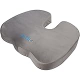 Brimma BE Well Seat Cushion - Premium Orthopedic Memory Foam (Gray) - Comfort Chair Pillow for Lower Back Pain, Coccyx, Tailbone, Lumbar Support, & Sciatica