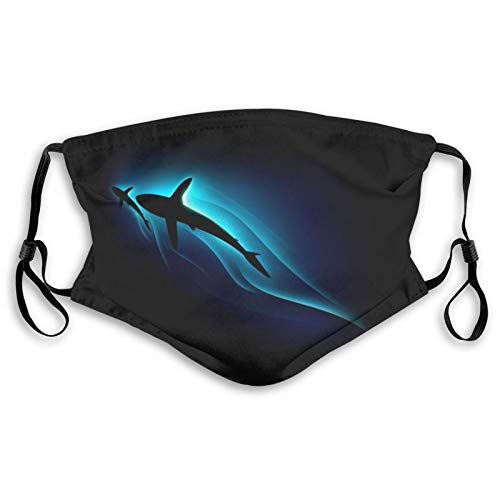 Fillter Face Cloth For mens and womens,blue whale shark black Background,Cold Mouth Dustproof Double Protection