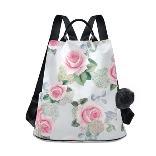 Sac à dos rose aquarelle avec fermeture éclair arrière et poignées en cuir