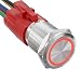 API-ELE [3 year warranty] 16mm Latching Push Button Switch 12V On Off Stainless Steel with LED Angel Eye Head for 0.63" Mounting Hole with Wire Socket Plug Self-locking(Red)