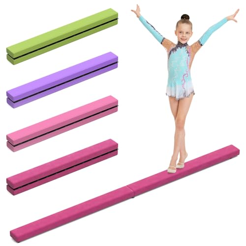 mytueetp Barra de Gimnasia Plegable de Franela, Color Rosa, 2,1 m/220 lbs de Ante sintético, para Entrenamiento de Gimnasia, Entrenamiento de Equilibrio, para Entrenamiento en casa, Gimnasio,