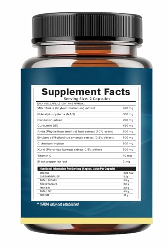 Image of Liver Detox Supplement & Lung Detox Daily Support With Milk Thistle and Curcumin For Fatty liver 60 Capsules (Pack of 3)