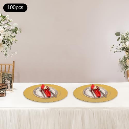 Platos cargadores redondos dorados 13 pulg set 100 pzas miniatura 5