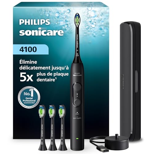 Brosse à dents électrique sonique Philips Sonicare série 4100 – capteur de pression, 4 réglages, EasyStart, SmarTimer, 21 jours d’autonomie, étui de...