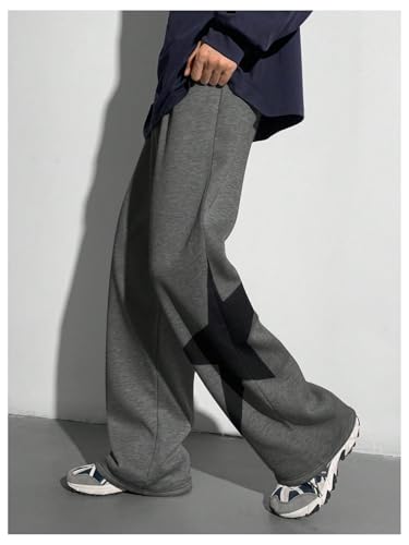 BEAUDRM Calça de moletom masculina folgada empilhada com estampa de estrela de perna larga atlética